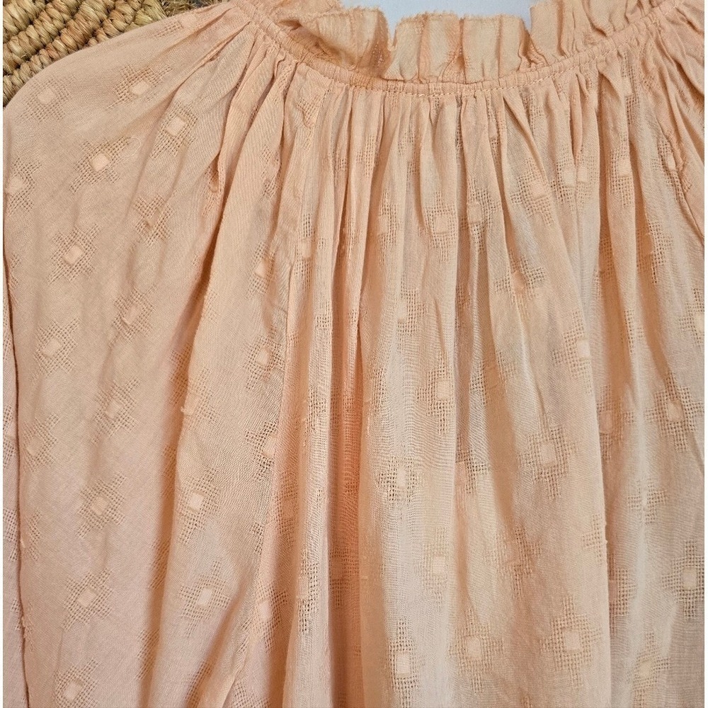 Cleobella NEW Alicia Dune Peach Textured Blouson Sleeve Peasant Top SZ XL Boho - Picture 7 of 11
